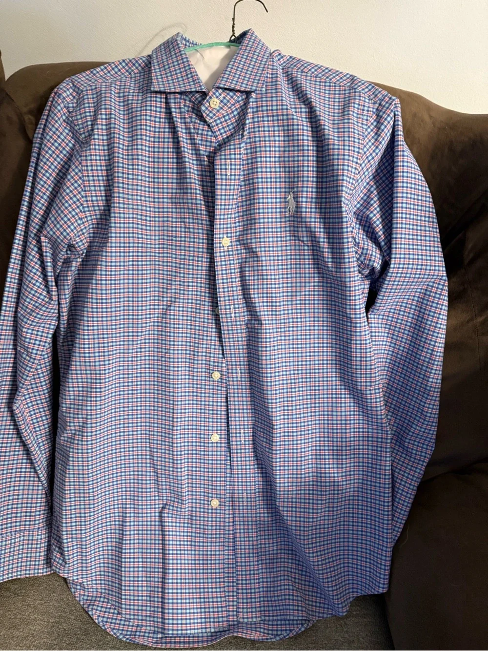 Polo by Ralph Lauren Blue and Pink Windowpane Dress Shirt